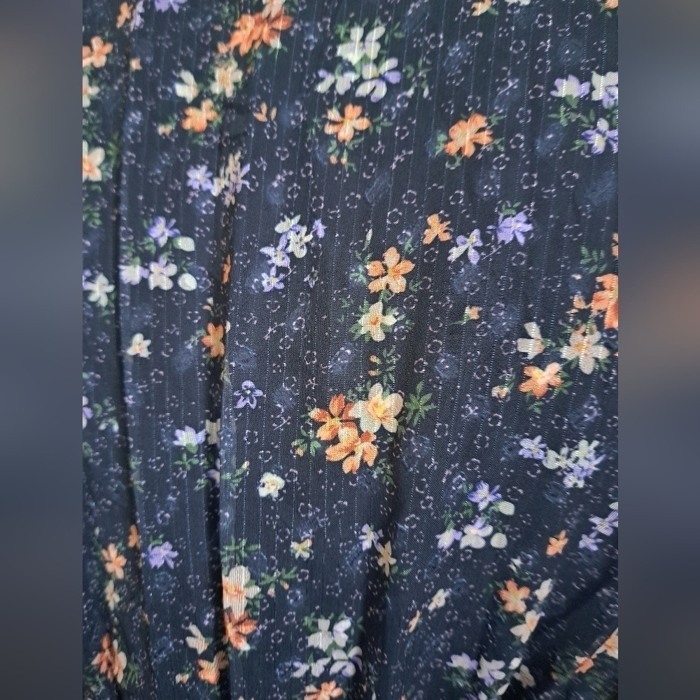 Tiny floral tiered MAXI dress long sleeves ruffle cuff button up Shabby Aakaa S - Picture 8 of 12